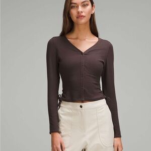 Lululemon Side-Cinched Ribbed Cardigan Espresso Size 10